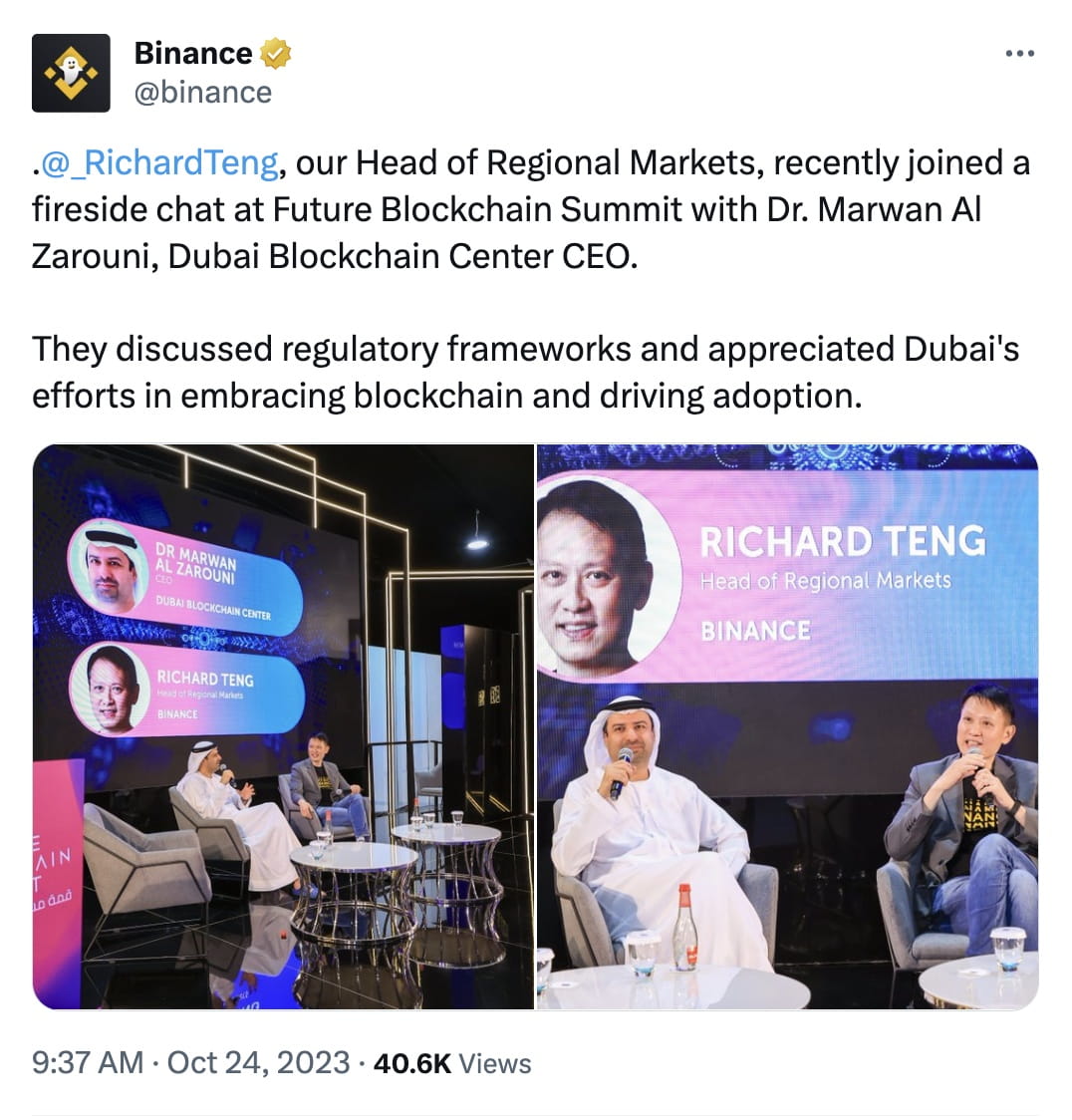 Giám đốc khu vực thị trường của Binance tham gia đối thoại về blockchain tại Future Blockchain Summit